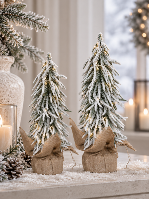 Julgran Aspen med LED och snötäckt finish