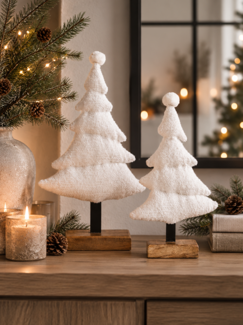 Julgran December Tree Petit i vit bouclé 36 cm
