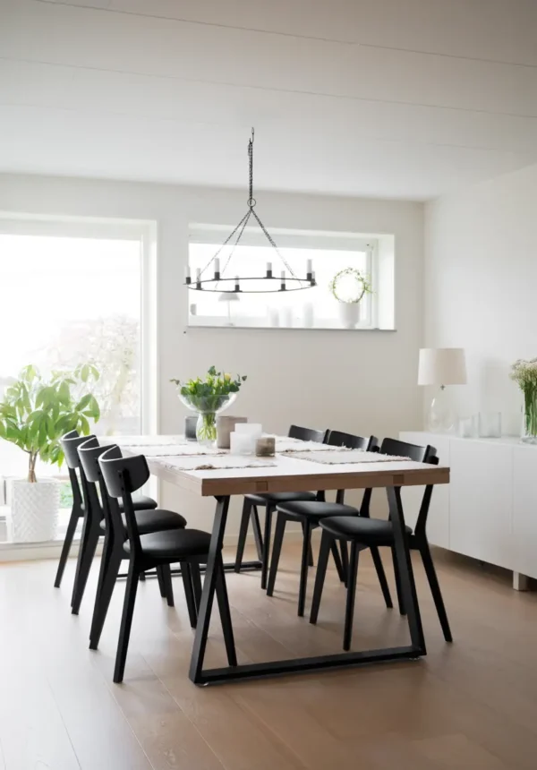 Matbord Brooklyn Vitpigment, svarta U-ben 220-320cm