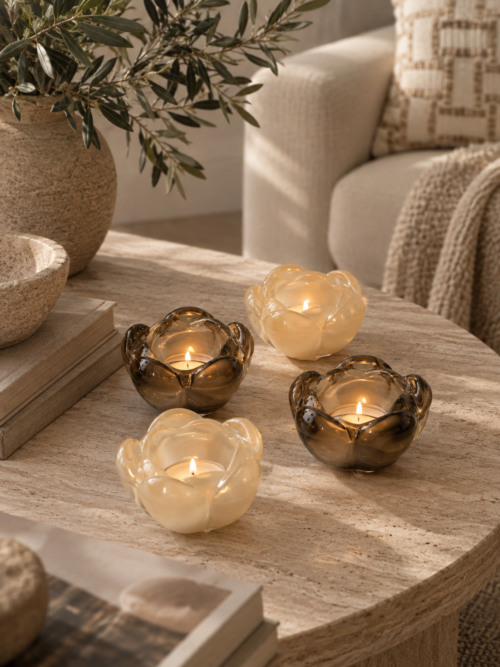 Candleholder Holly sand 2-p