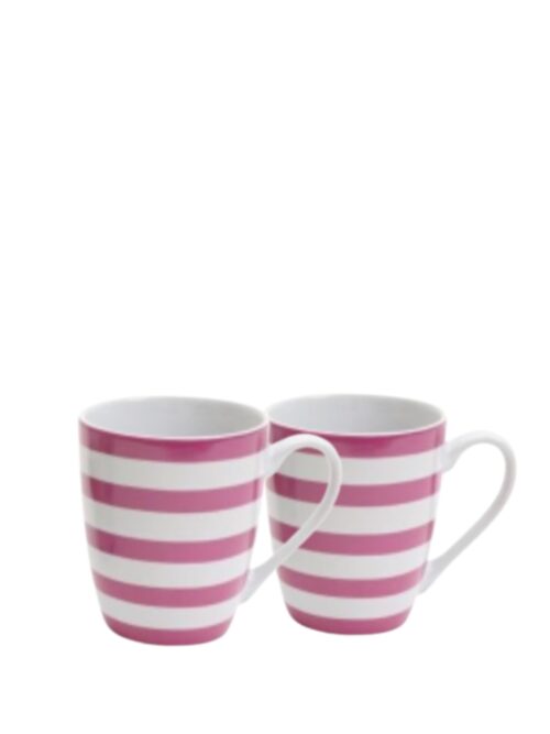 Kaffemugg Randig 2-p Rosa