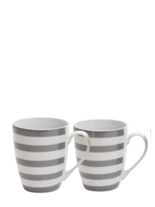 Kaffemugg Randig 2-p Grå
