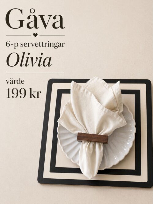 Typservett Evangelina 6-p + Gåva servettringar Olivia 6-p 🎁