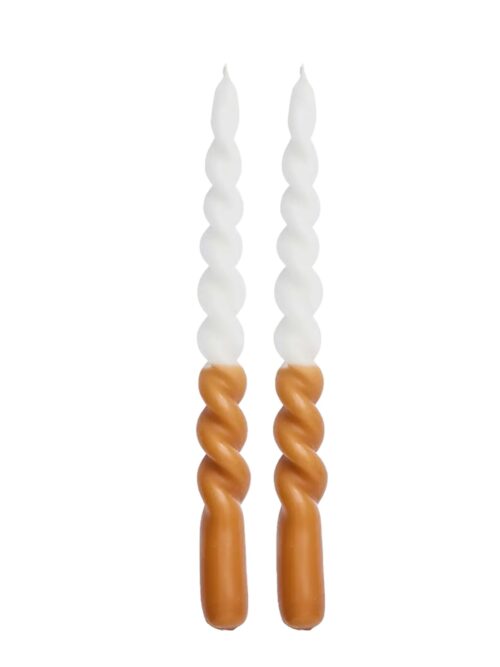 2-pack Twisted Candles vit/ingefära
