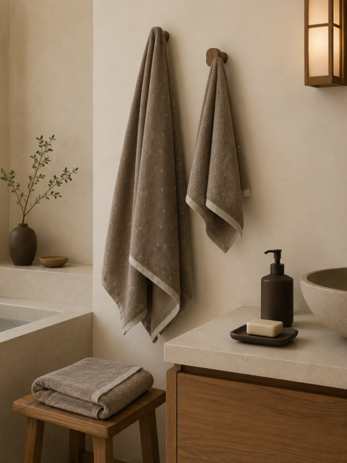 Frottéhanddukar Terrie brun/beige set 2+2