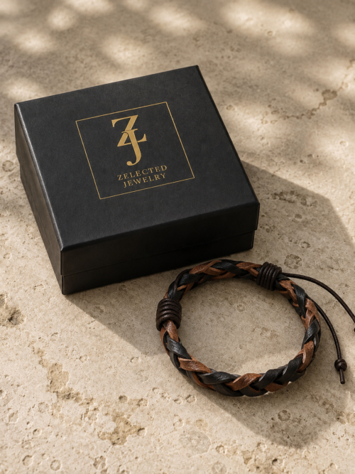 Armband Fläta brun/svart