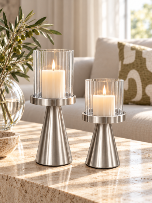 Ljusstake Aurora Silver set/2