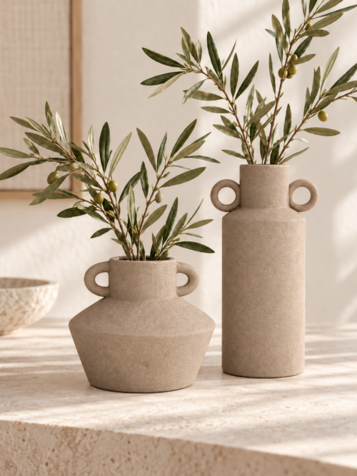 Vas+urna set/2 Beige